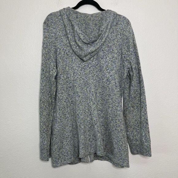 Chicos Sweater Jacket 3 XL Zip Cardigan Knit Blue Green Hooded Mid Length Pocket - Picture 7 of 8